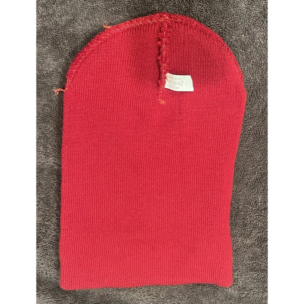California Republic Red Knit Beanie Toboggan Bear Logo Cuffed Winter Hat OS